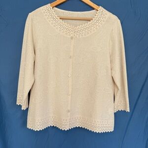 Rebecca Malone Die Cut Button Up Cardigan